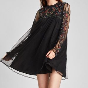 Zara Babydoll Sheer Black Dress